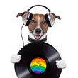 music headphone vinyl record dog