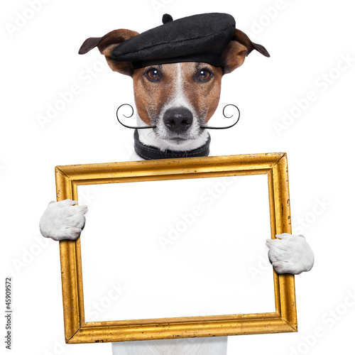 Photo: painter artist frame holding dog painter artist frame holding dog