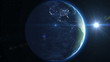 Beautiful Earth rotation 360 degrees with the Sun.