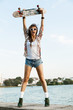 woman with skateboard