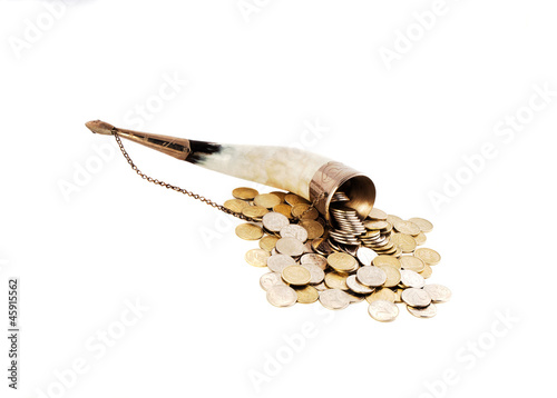 Photo: Cornucopia bone full of silver coin Cornucopia bone full of silver coin