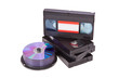 Old Video Cassette tapes with a DVD disc isolated