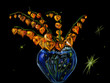 Physalis in a vase, pastel drawing
