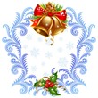 Vector: Christmas and New Year greeting card. Golden bells and holly Christmas and New Year greeting card. Golden bells and holly