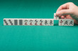 Smooth table surface with a mahjong on it