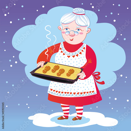 Vector: Mrs Claus And Gingerbread Cookies. Mrs Claus And Gingerbread Cookies.