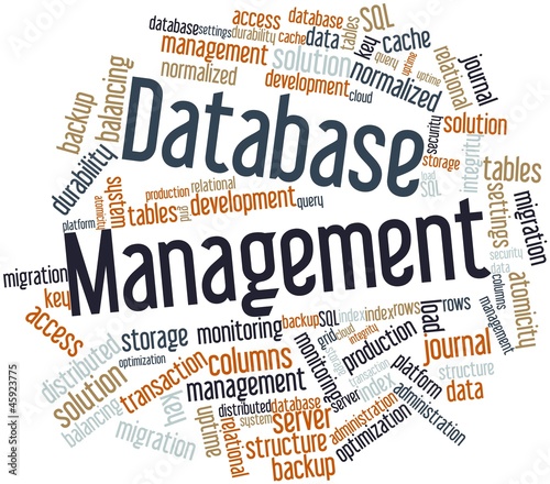 Illustration: Word cloud for Database Management Word cloud for Database Management