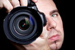 Photographer taking pictures with digital camera