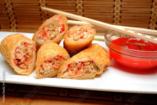 Photo: Appetizer; Cut Egg Rolls Appetizer; Cut Egg Rolls