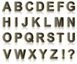 Illustration: Alphabet set as perforated metal objects over white Alphabet set as perforated metal objects over white