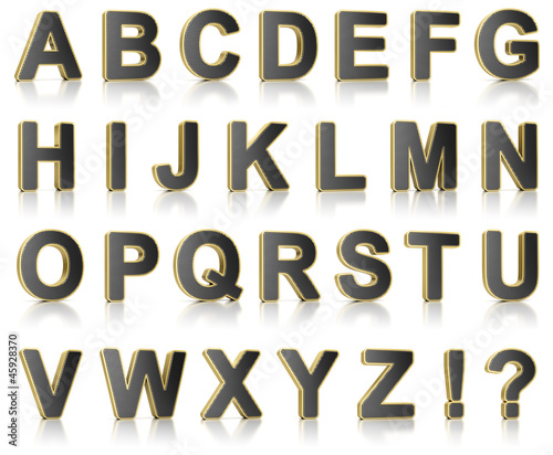 Illustration: Alphabet set as perforated metal objects over white Alphabet set as perforated metal objects over white