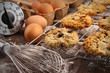 Freshly baked raisin cookies from the oven