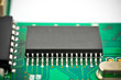 circuit board with electronic components macro background