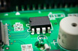 circuit board with electronic components macro background