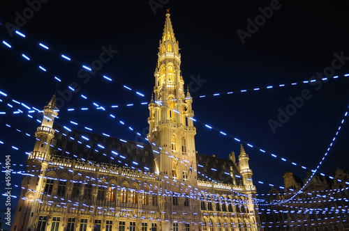 Photo: Night illumination of Grand Place in Brussels, Belgium Night illumination of Grand Place in Brussels, Belgium