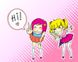Vector: happy manga style teenage girls happy manga style teenage girls