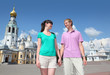 couple near Holy Resurrection cathedral, Alexander Nevsky church