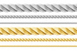Steel and golden ropes set isolated on white