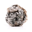 newspaper ball isolated on a white background