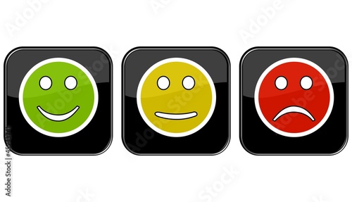 Illustration: Gut, neutral oder schlecht - Feedback Button Gut, neutral oder schlecht - Feedback Button