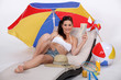 woman on the beach (studio photo)