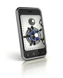 Smartphone with safe door - Mobile banking security concept