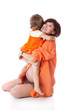 Little girl with her mother in a studio
