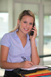 Young secretary on the phone