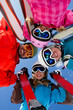Ski, snow, sun and winter fun - happy family ski team
