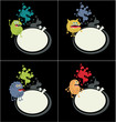 Cute monster microbe and banners for your text.