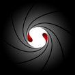 Abstract gun barrel inside with drops blood. Vector