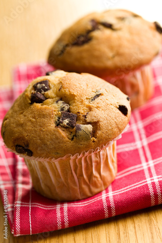 Photo: tasty muffin with chocolate tasty muffin with chocolate