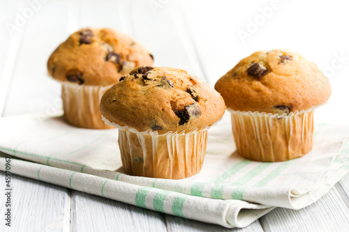Photo: tasty muffin with chocolate tasty muffin with chocolate