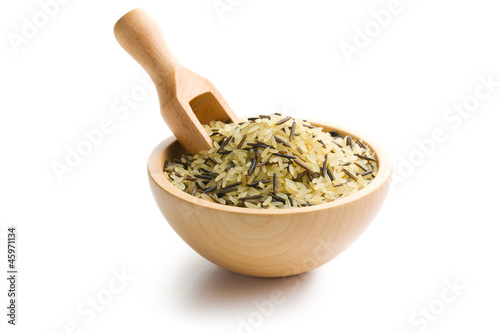 Photo: wild rice in wooden bowl wild rice in wooden bowl