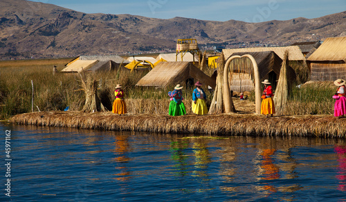 Photo: The floating and tourist Islands of lake Titikaka Puno Peru Sou The floating and tourist Islands of lake Titikaka Puno Peru Sou
