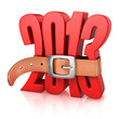 Illustration: 2013 year of recession - tighten belt on number 2013 2013 year of recession - tighten belt on number 2013
