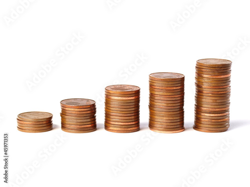 Photo: Five stacks of coins Five stacks of coins