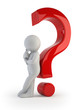 3d small people - leaning back against a question mark