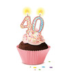 Cupcake mit Kerze und die Zahl 40