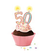 Cupcake mit Kerze und die Zahl 50