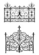 Collection of black forged gate with decorative lattice
