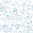 Seamless background is a boy  doodle