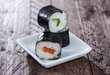 Maki rolls on a plate