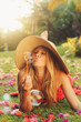 Beautiful Woman Blowing Bubbles