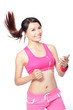 sport woman happy running with music