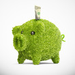 Leaf covered piggy bank