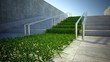 3d ecology concept, grass and stairs on street