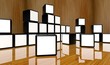 White screen video wall of many cubes