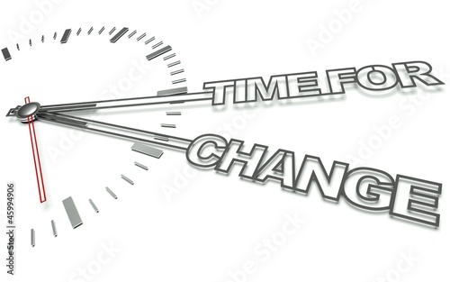 Illustration: Clock with words Time for change, concept of innovation Clock with words Time for change, concept of innovation