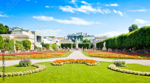 Photo: Mirabell Gardens and Hohensalzburg Fortress in Salzburg, Austria Mirabell Gardens and Hohensalzburg Fortress in Salzburg, Austria